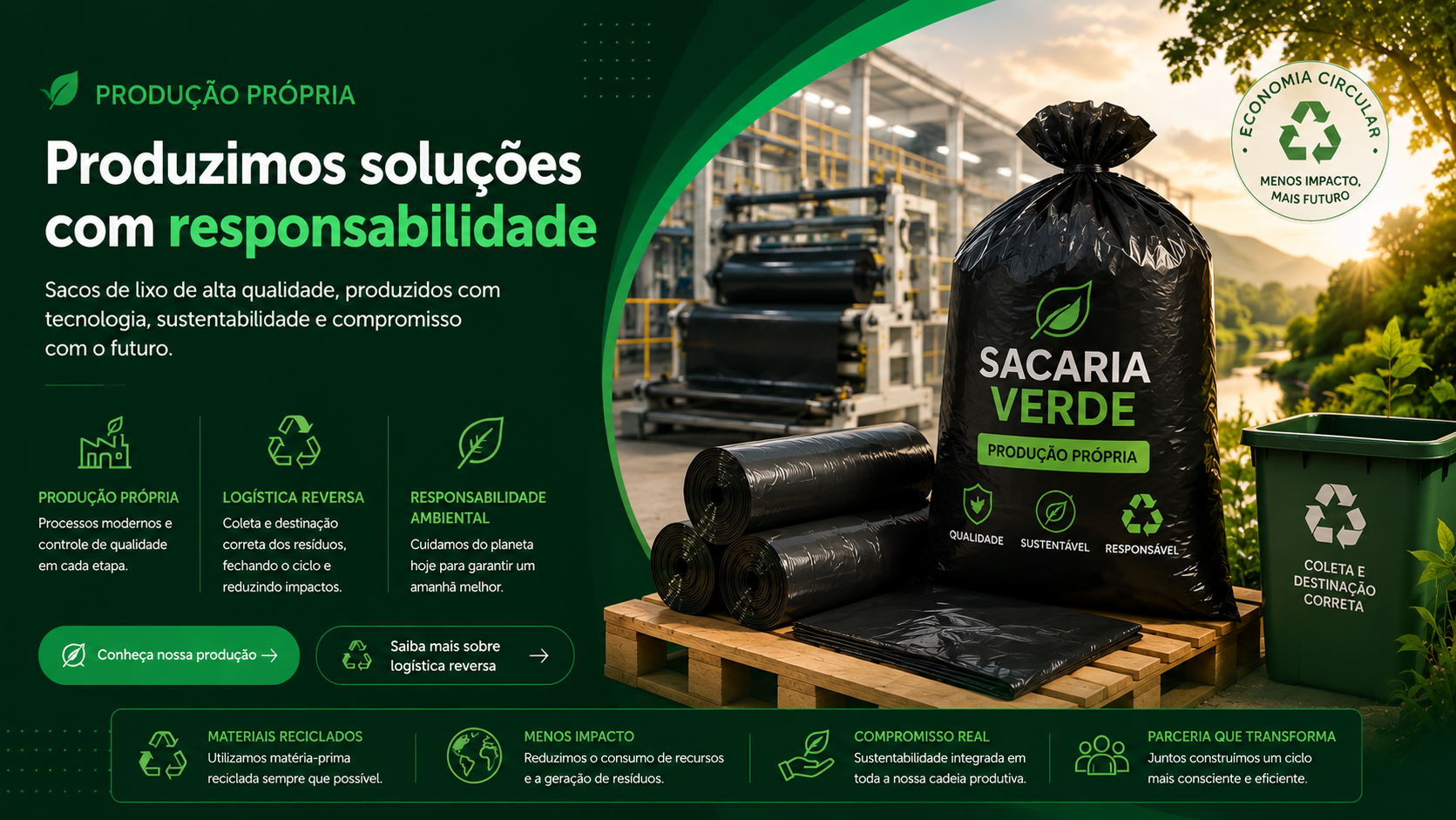 Sacaria Verde - produção própria, sustentabilidade e logística reversa